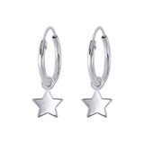 Silver Star Charm Huggie Earrings