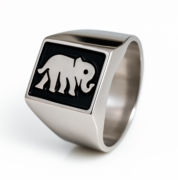 Signet Elephant Sterling Silver Ring