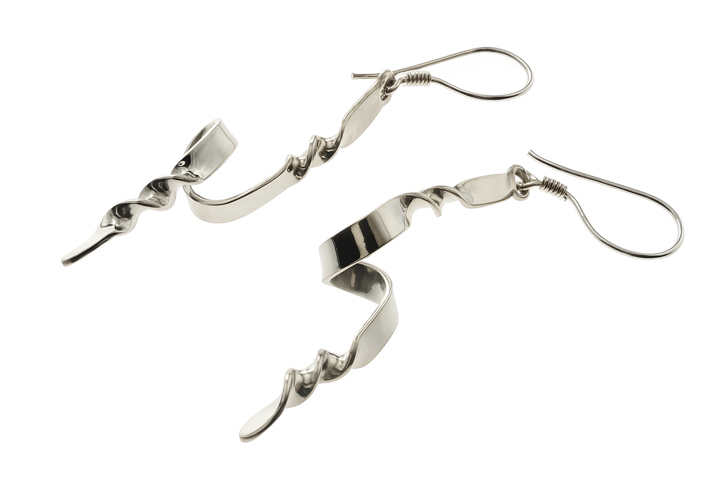 Jagged Twisted .925 Sterling Silver Earrings