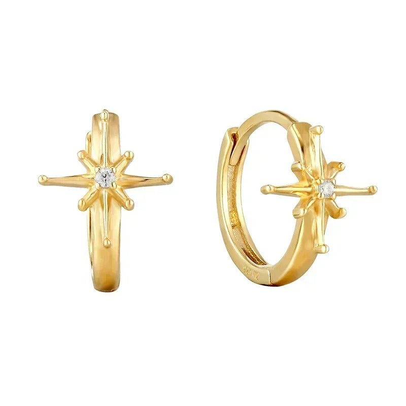 Gold Plated Sterling Silver Crystal Hoop Earrings
