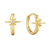 Gold Plated Sterling Silver Crystal Hoop Earrings