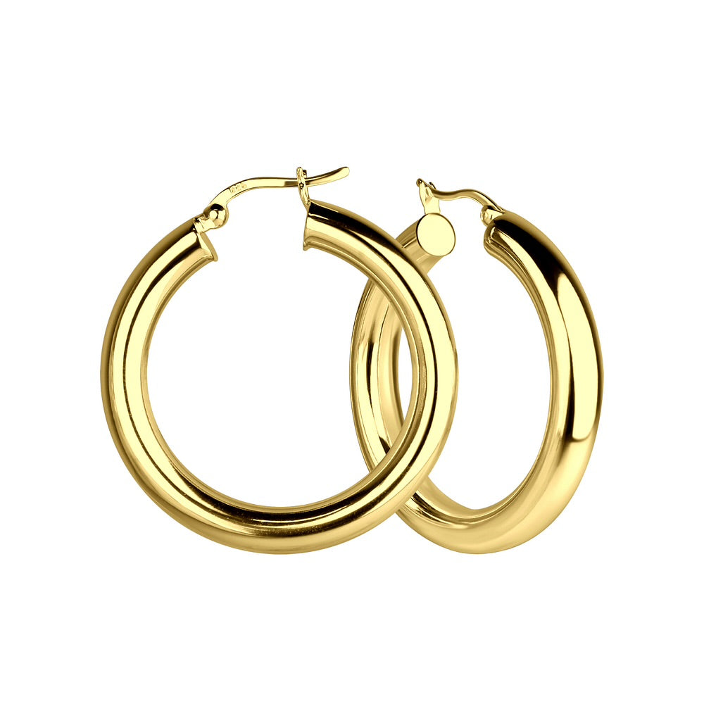 Silver 35mm Gold Plated French Lock Hoop Earrings