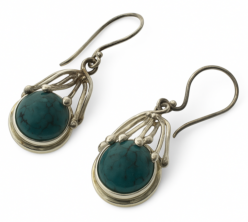 Turquoise Eyelash Sterling Silver Earrings