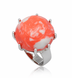 Coral Imitation sterling silver ring