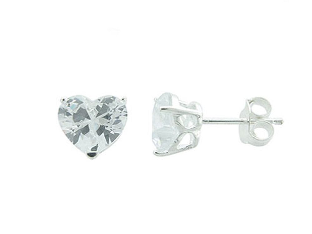 Heart Cubic Zirconia .925 Sterling Silver Studs