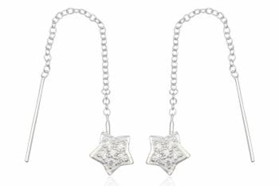 Star Cubic Zirconia Sterling Silver Earrings