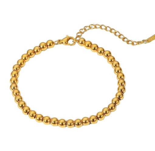 Stainless Steel Bead Round Minimalist Beaded Bracelet