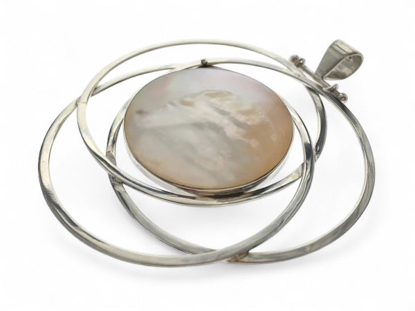 Mother of Pearl Circled Sterling Silver Pendant