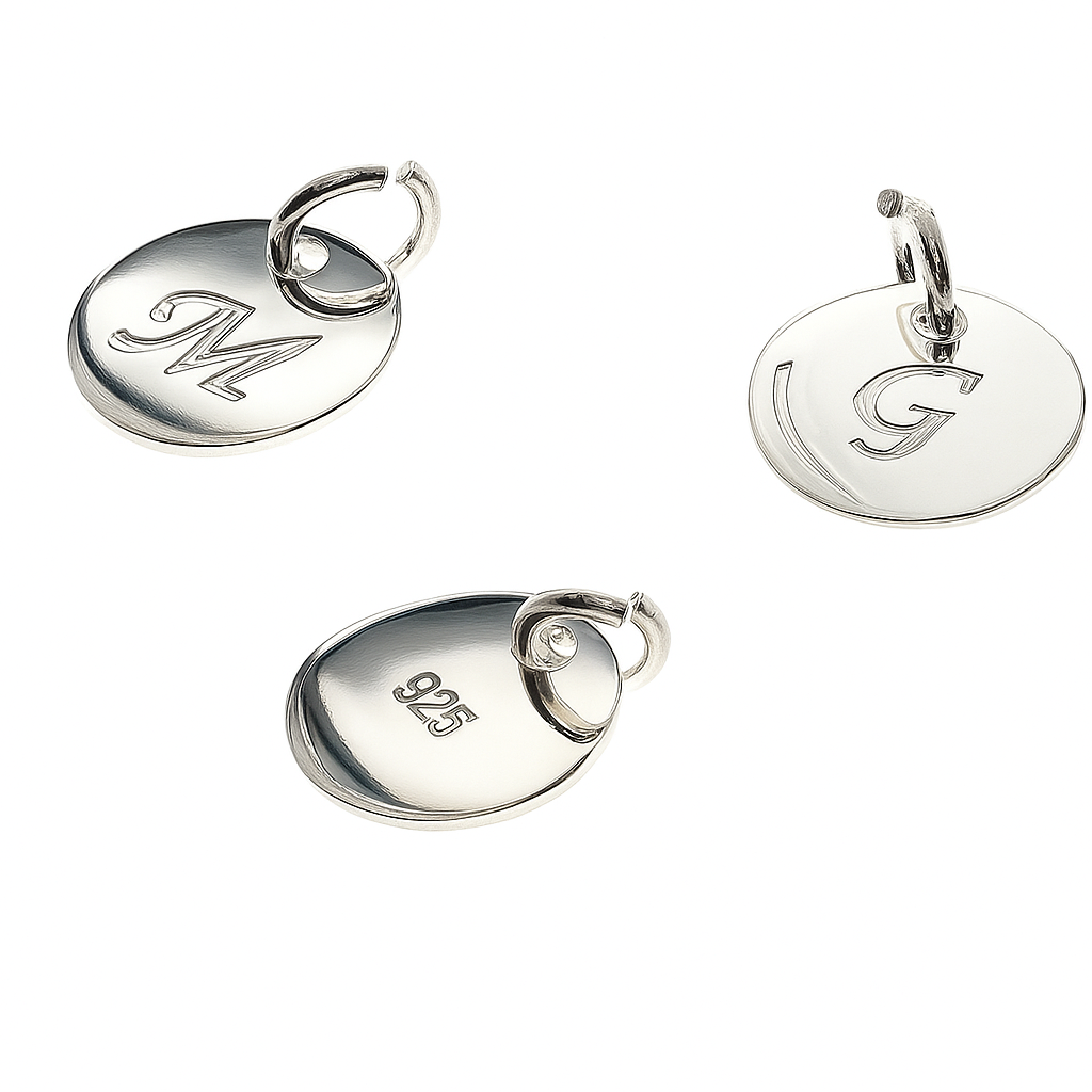 Tag 8mm Sterling Slver engraved with initals A-Z (choose one)