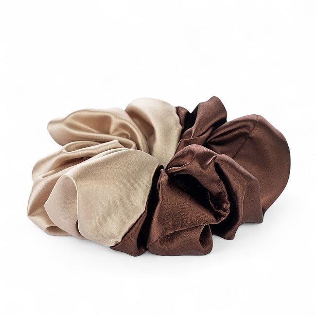 Scrunchie Satin Two Tone Brown