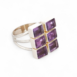 Amethyst Cubed Sterling Silver Ring