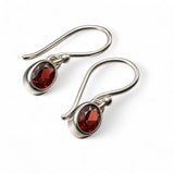 Genuine .925 Silver and Garnet Drop Earrings