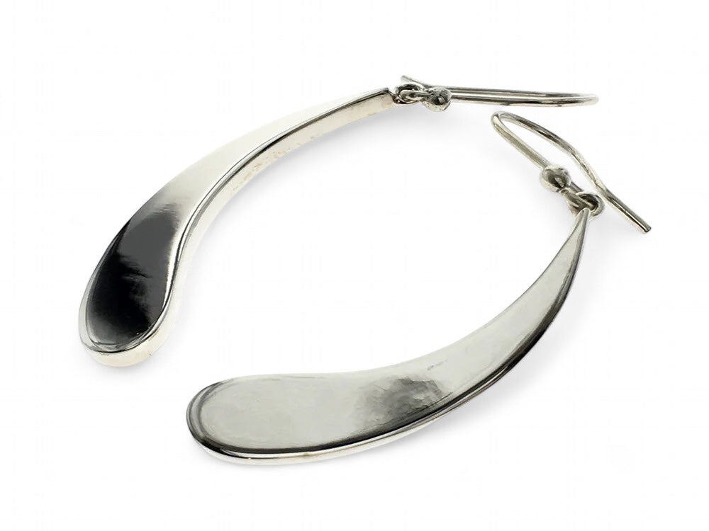 Teardrop Curved .925 Sterling Silver Earrings