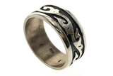 Oxidised 8mm Frond Sterling Silver Band