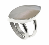 Mother of Pearl Canoe Shaped Sterling Silver Ring