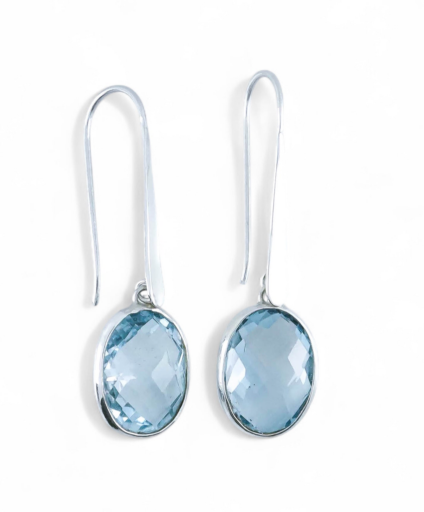 Blue Topaz Sterling Silver Drop Earrings