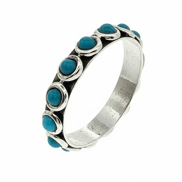Turquoise Studded Sterling Silver Band
