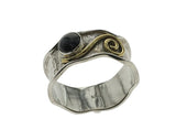 Onyx Sterling Silver Brass Band