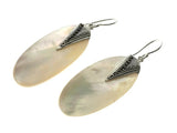 Mother of Pearl Large Oval .925 Silver Earrings