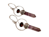 Amethyst, Garnet .925 Silver Drop Earrings