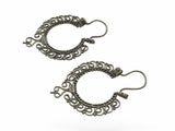 Hoop Oxidised .925 Silver Wire Lace Earrings