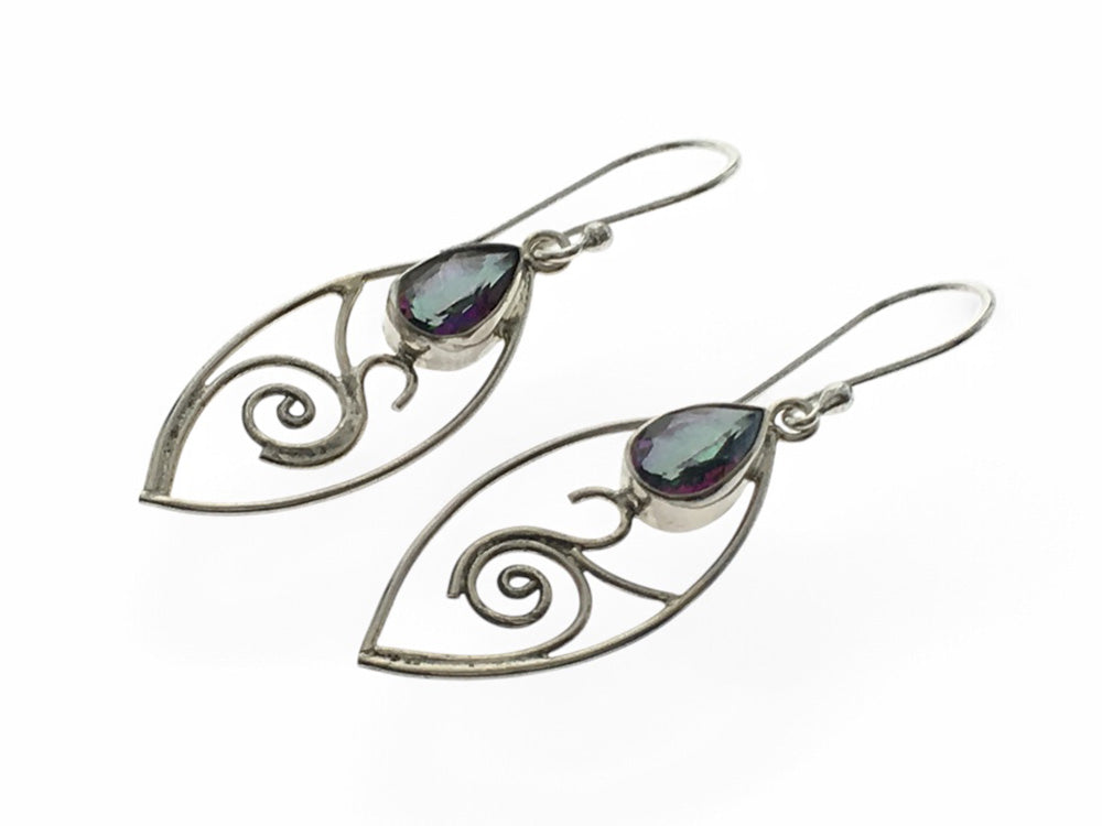 Genuine Sterling Silver and Mystic Quartz Earrings