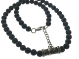 Black Stainless Steel front with Agate Stone Beads Necklace