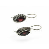 Genuine Sterling Silver and Oval Garnet Earrings