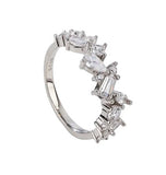 Cubic Zirconia Sterling Silver White Minimalist Band Ring