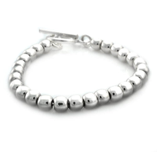Ball 6mm Hammered Sterling Silver Bracelet