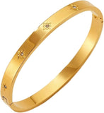 Stainless Steel Gold Cubic Zirconia Bangle