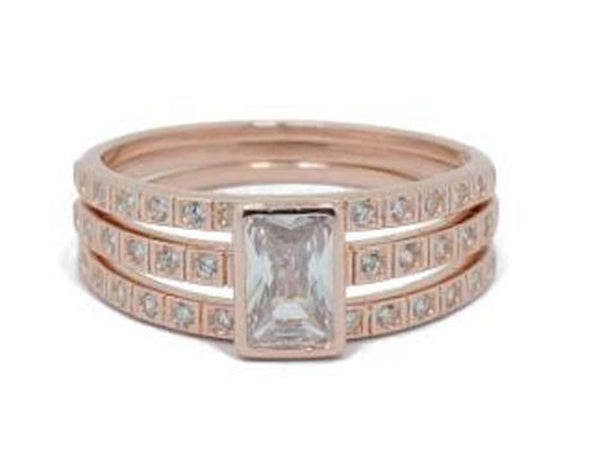 Rose Gold Plated Stacking Cubic Zirconia Sterling Silver Ring