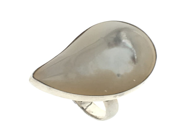 Mother of Pearl Comma Sterling Silver Ring - Essentially Silver Jewelry