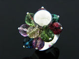 Gemstone Beaded Sterling Silver Flower Ring - Essentially Silver Jewelry