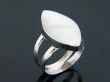 Mother of Pearl Canoe Shaped Sterling Silver Ring - Essentially Silver Jewelry