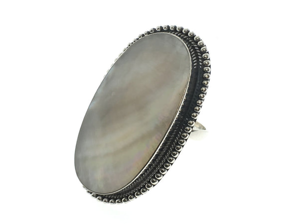 Mother of Pearl Oval Sterling Silver Ring