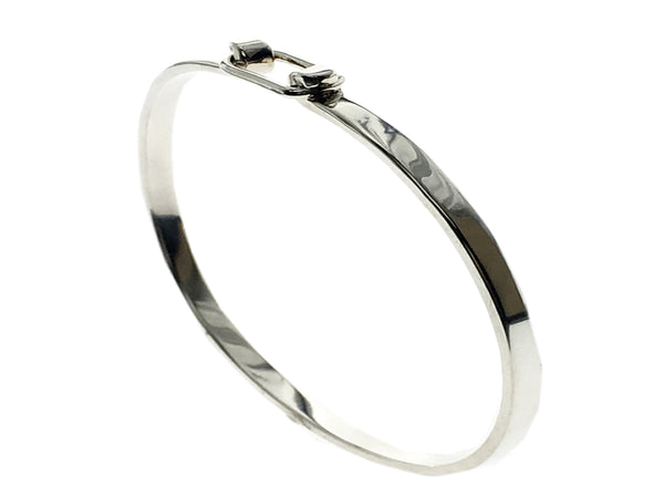 Hook Catch Sterling Silver Bangle - Essentially Silver Jewelry