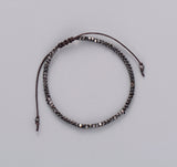 Beaded Metal Black Adjustable Bracelet - Essentially Silver Jewelry