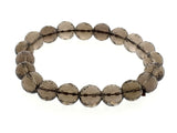 Stretchy Smoky quartz 8mm hammered Ball Bracelet - Essentially Silver Jewelry