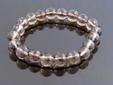 Stretchy Smoky quartz 8mm hammered Ball Bracelet - Essentially Silver Jewelry