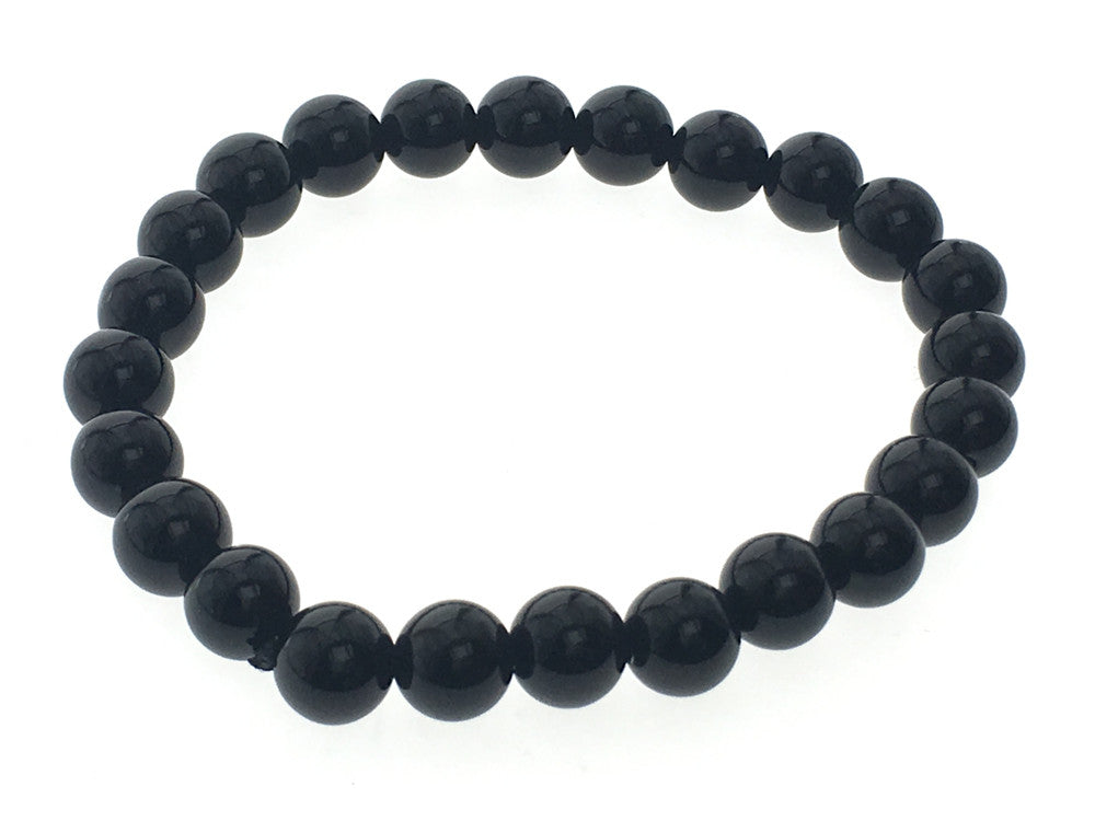 Stretchy Onyx 8mm Ball Bracelet - Essentially Silver Jewelry