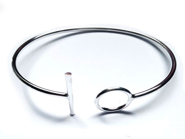 Wire Sterling Silver Bar & Circle Cuff - Essentially Silver Jewelry