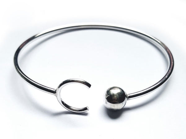 Wire Ball & C Sterling Silver Cuff - Essentially Silver Jewelry
