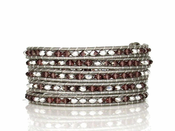 Wrap 5 Hand Made Crystal Beaded Bracelet - Essentially Silver Jewelry