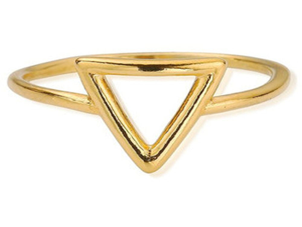 Gold Plated Midi Triangle .925 Sterling Silver Ring - Essentially Silver Jewelry