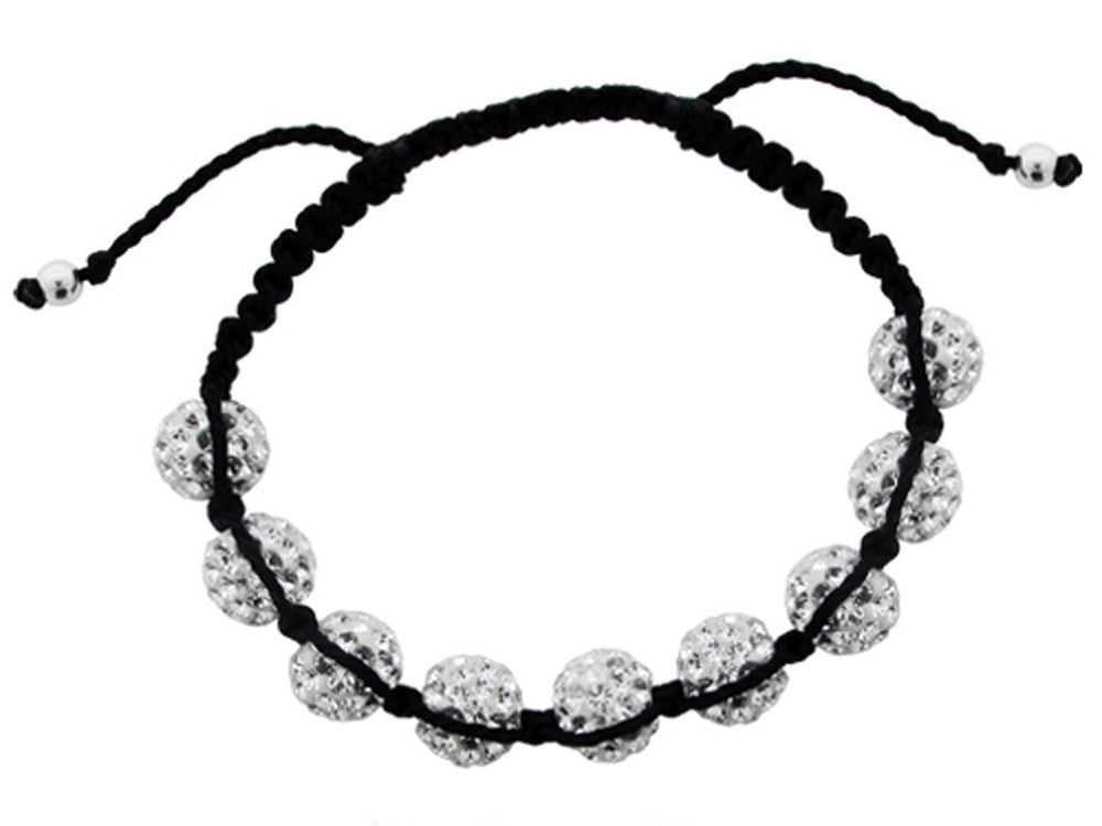 Crystal Shamballa Bracelet 10mm 9 Ball - Essentially Silver Jewelry