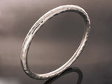 Beaten 5mm Round Sterling Silver Bangle - Essentially Silver Jewelry
