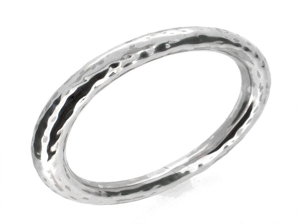 Beaten 10mm Oval Sterling Silver Bangle - Essentially Silver Jewelry
