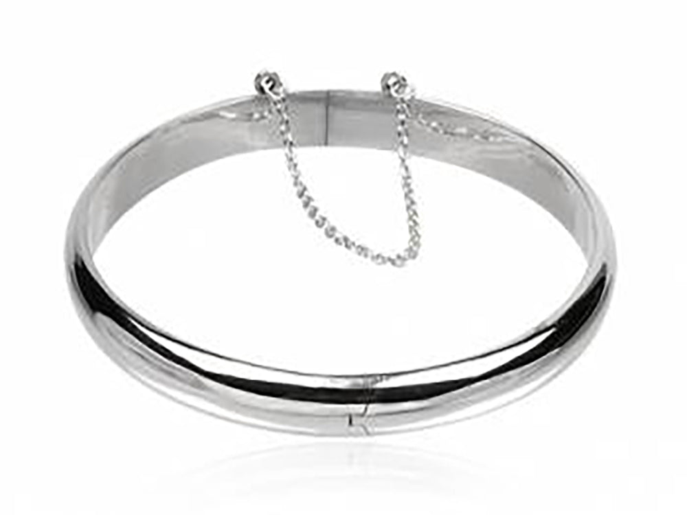 Hinged Half Moon 7mm Sterling Silver Bangle