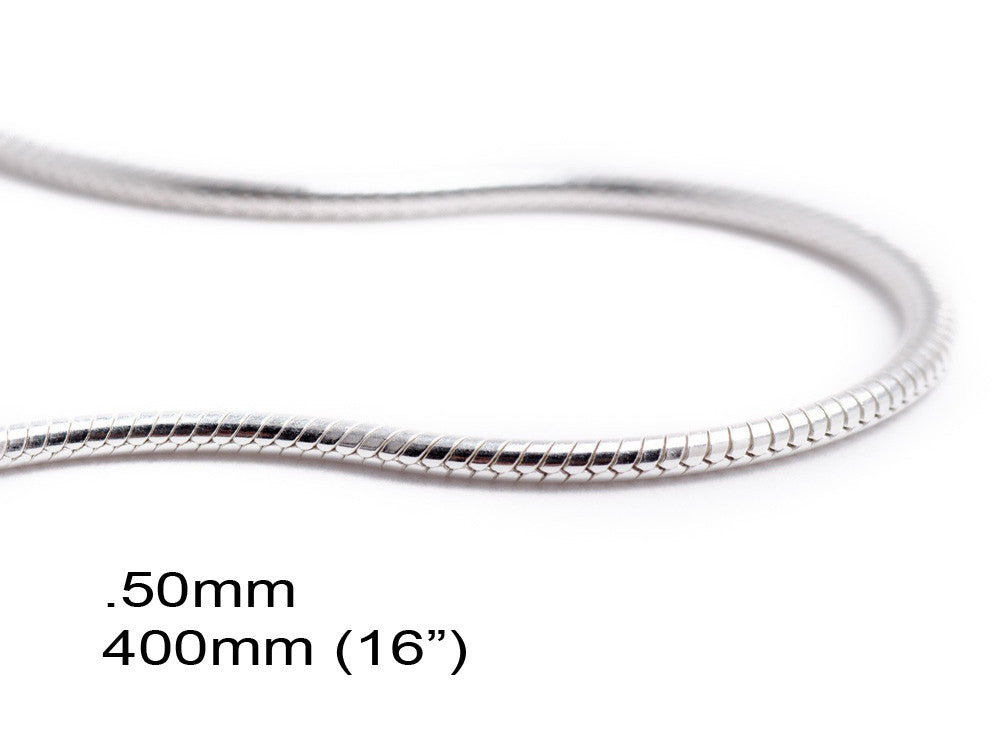 Chain Snake .50/400mm 16" Sterling Silver Necklace - Essentially Silver Jewelry